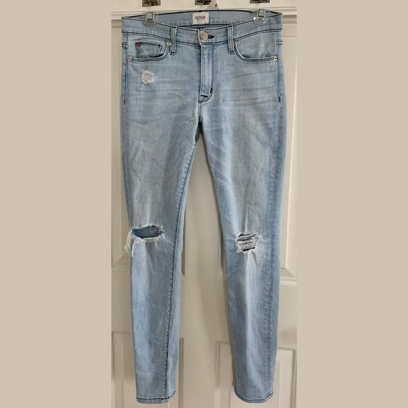 Hudson Light-Wash Mid-Rise Distressed Skinny Jeans - Picture 5 of 7
